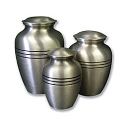 Classic Pewter with Stripes Urns