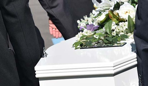 People carrying funeral coffin