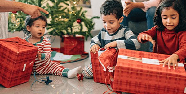 Kids opening presents